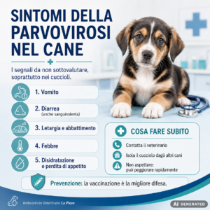 Sintomi parvovirosi cane: vomito, diarrea, febbre e letargia nel cucciolo